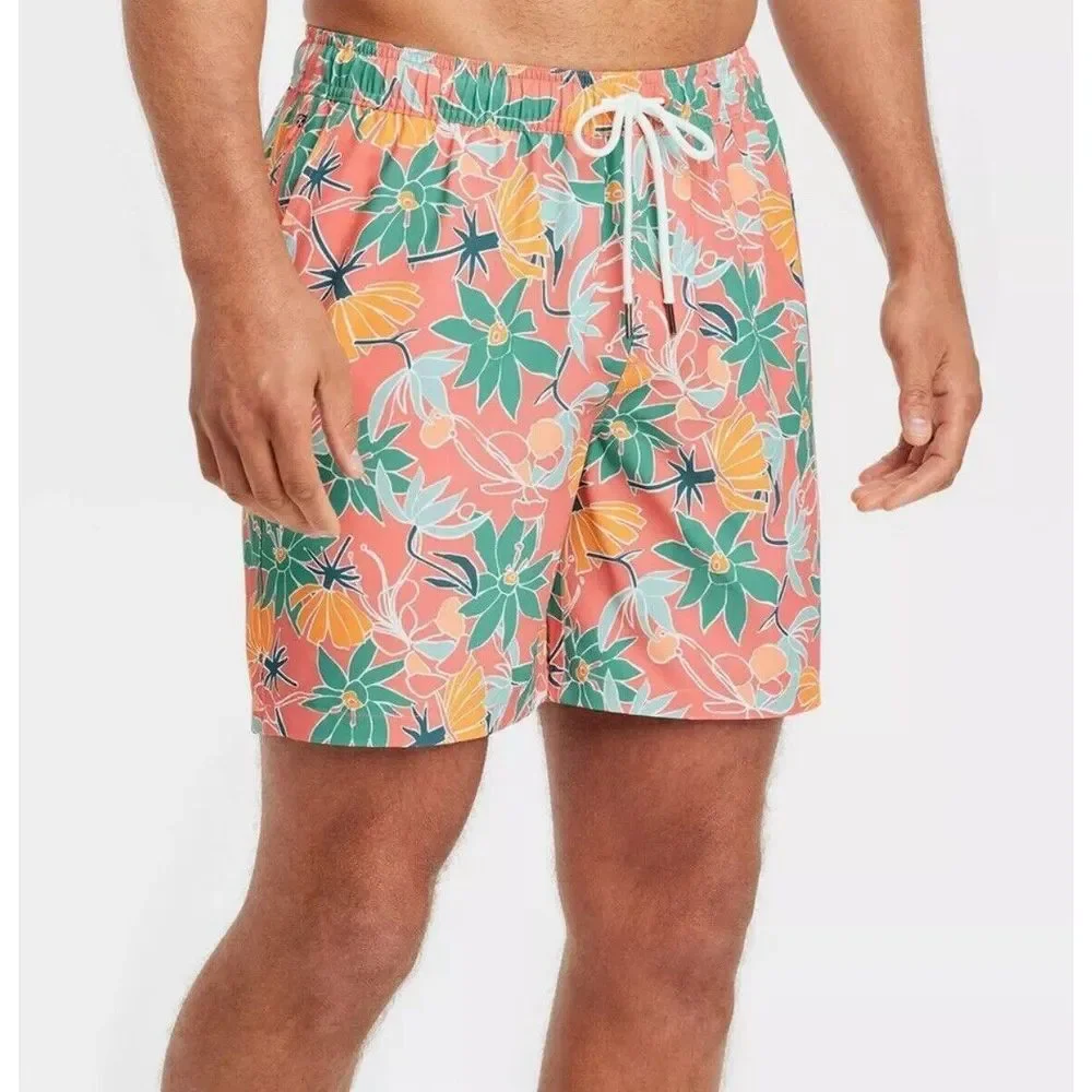 Goodfellow & Co Men's Swim Trunk Shorts Quick Dry Swimsuit, Multi Floral‎ XXL
